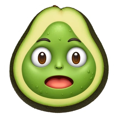 Emoji of a stressed-out avocado 🥑 trying to pay online bills with tiny arms. sticker