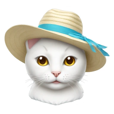 White cat with a beach hat sticker