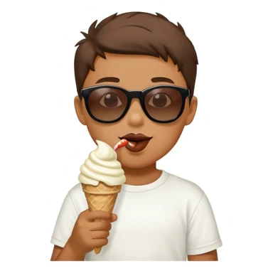 A boy with sunglasses eating ice cream  sticker