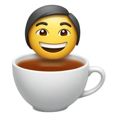 Make a happy emojie drinking a hot tea  sticker