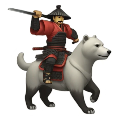 shogun samurai riding bear sticker