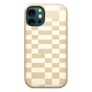 white iPhone 14 with beige checkered case sticker