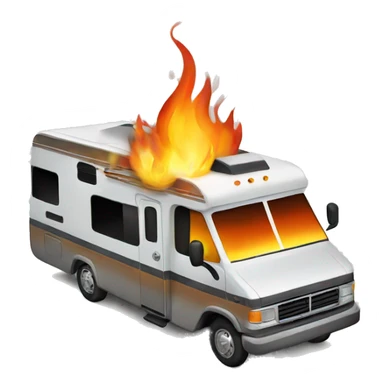 an rv on fire sticker