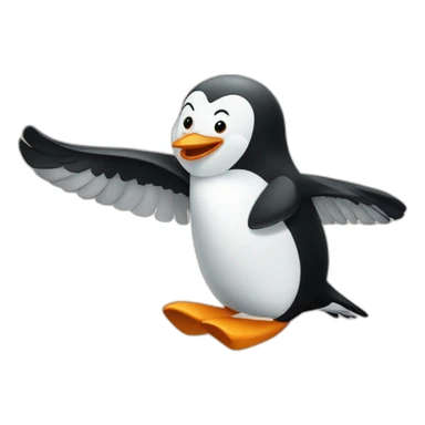 pingüino enamorado viaja en avión donde su amor sticker