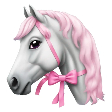 a white greyish horse with a pink bow in his mane sticker