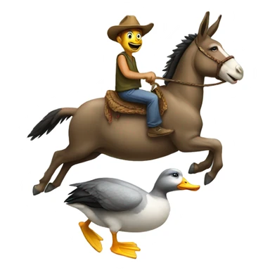 Donkey riding a duck sticker