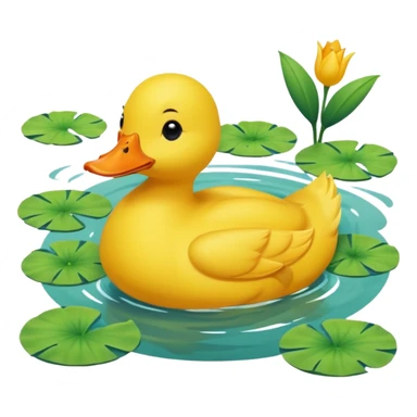 A yellow duck in a lake surrounded by nature
 sticker