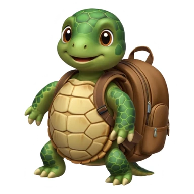 a cute little turtle with a backpack sticker