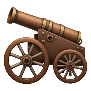Create an emoji of a war cannon. The cannon should be brown. The cannon must have a single wheel on both sides. sticker