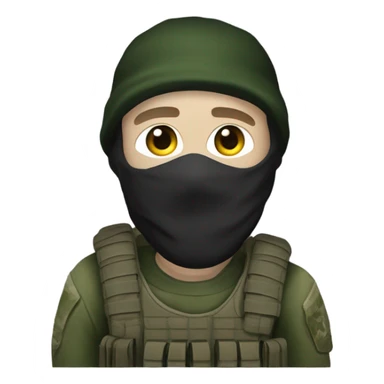 white male, pale skin, call of duty dark mask, green camo tactical gear, combat boots, beanie, hazel eyes sticker