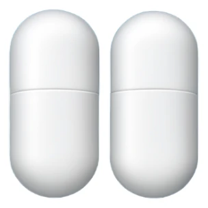 A one capsule-shaped pill: one half is blue, and the other half is white. sticker