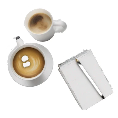 A MacBook white a coffe Cup and a note book that saya "white" sticker