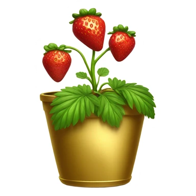 Strawberry plant in gold pot sticker