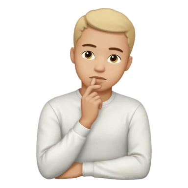 light skin man pensative, full body con la mano en el menton sticker