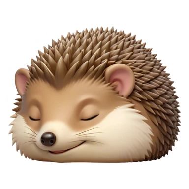 Meme-Worthy Cute Sleeping Hedgehog Portrait Emoji, Head resting peacefully with a contented smile, showcasing a delightfully compact build and a luxuriously soft brown Fur with tiny spines, eyes shut in a serene, restful nap, Simplified yet hilariously adorable features, highly detailed, glowing with a soft, drowsy light, high shine, relaxed and utterly lovable, stylized with an air of playful laziness, bright and heartwarming, soft glowing outline, capturing the essence of a comically sleepy hedgehog, so meme-worthy it feels like it could instantly become the next viral sensation of adorable slumber! sticker