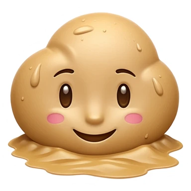 3D iPhone style emoji of wet sand, smooth and slightly shiny texture, clumped together, natural beige color, isolated on white background, soft shadows, high detail, playful and cute. sticker