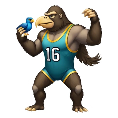 king kong wearing eagles sleeveless jersey blue and yellow bird sticker