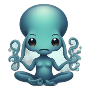 Cute kraken cute face eyes closed making yoga sticker