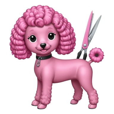 poodle color rosada tijera sticker