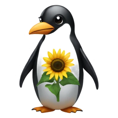 Penguin with a sunflower  sticker