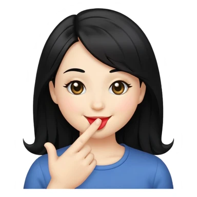 Smiley face with black hair blowing a kiss sticker