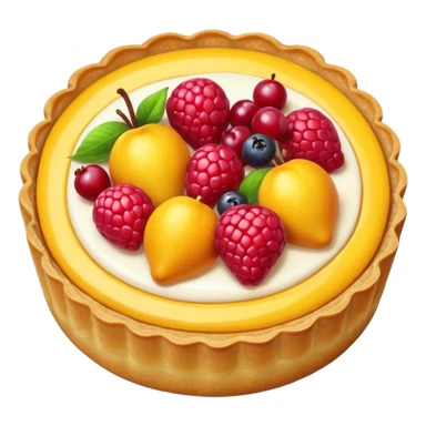 small round fruit tart with glossy filling, sticker