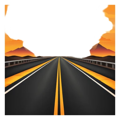 road with sunset sticker