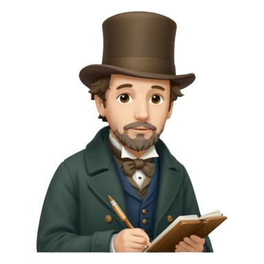 Charles Dickens writing near the seashore sticker