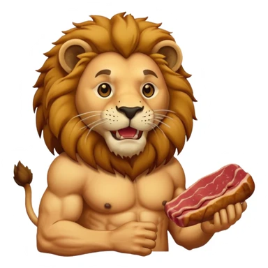 lion eating meat sticker