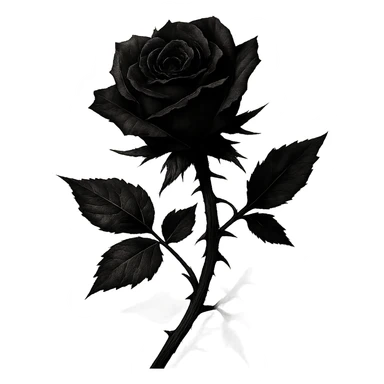 a black rose with thorns, gothic style, dramatic shadows, dark and moody sticker