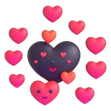 face bubbling with hearts sticker