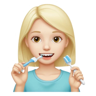 Girl brushing her teeth sticker