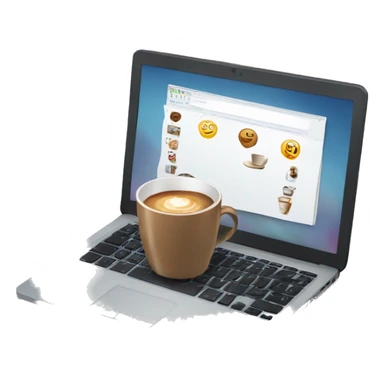 Laptop with a coffee sticker