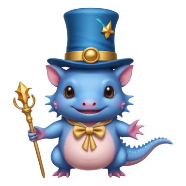 blue axolotl with magician hat sticker