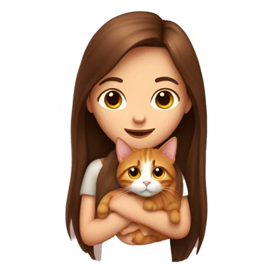 long haired brunette girl holding ginger cat sticker