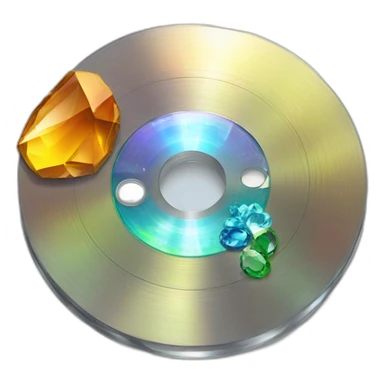 broken cd disk with gemstone in middle sticker