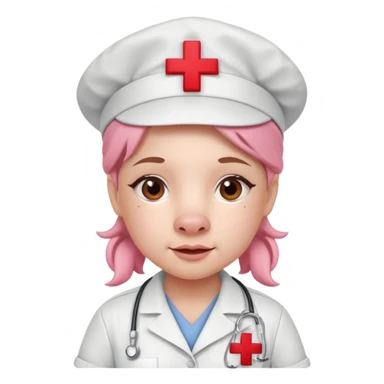 Pink pig nurse with red cross cap.














 sticker