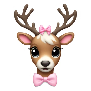 Cute reindeer with pastel pink bow and long eyelashes sticker