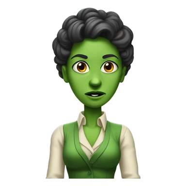 I want  green woman who is being acused of murdering someone called Mr giles sticker