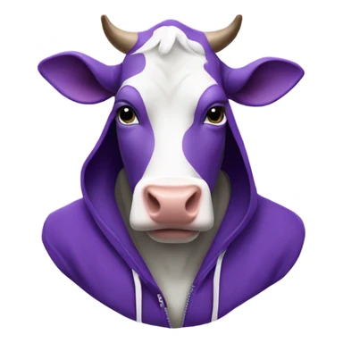 Purple cow wearing hoodie sticker