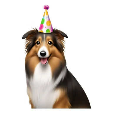 Sheltie wearing a party hat  sticker