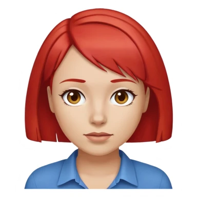 female blue shirt with red bob hair style sticker