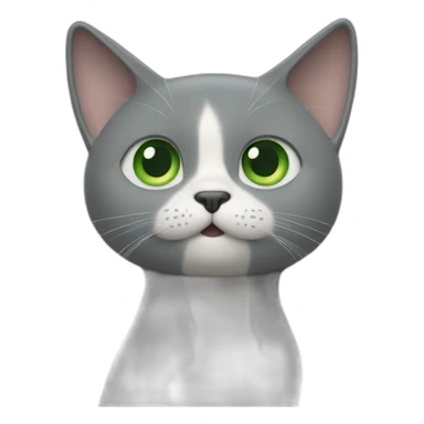 Un chat gris qui surf il a les yeux verts le poil lisse  sticker