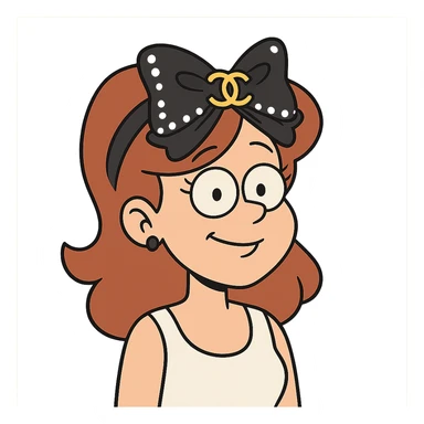 elegant bow with pearls and gold Chanel logo, glossy, monochrome, Flat Toon style sticker