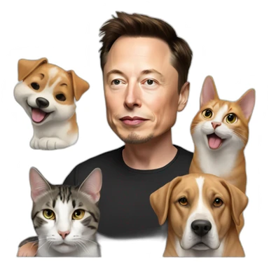 Elon musk with cat and dog sticker