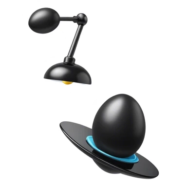 An elongated black shiny object on a suction cup with a head and two black eggs at the end. sticker