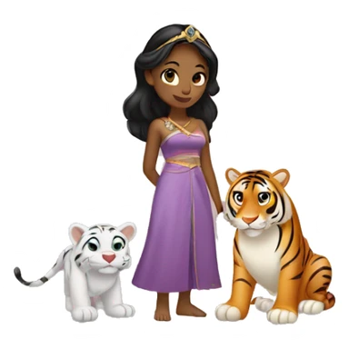 Jasmine princess and her tiger rajah  sticker