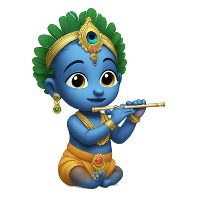Baby krishna having flute in hand  and peacock feather on head sticker