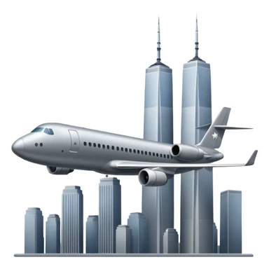 plane flying towards the twin towers sticker