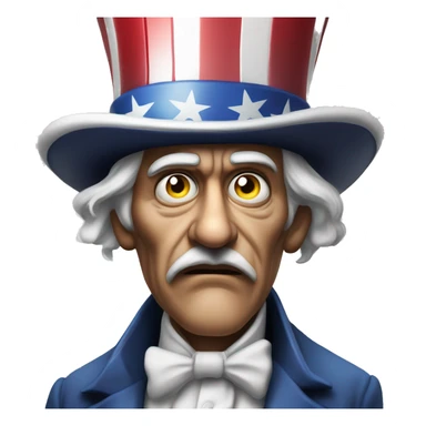 Uncle Sam with pitiful eyes up to his waist photorealistic serious sticker